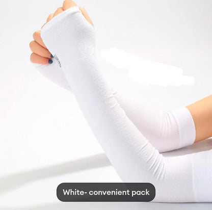 2 Pcs Cotton Women’s Arm Sleeves with Thumb Hole – Sun Protection & Winter Warmth - JSJunoon.com
