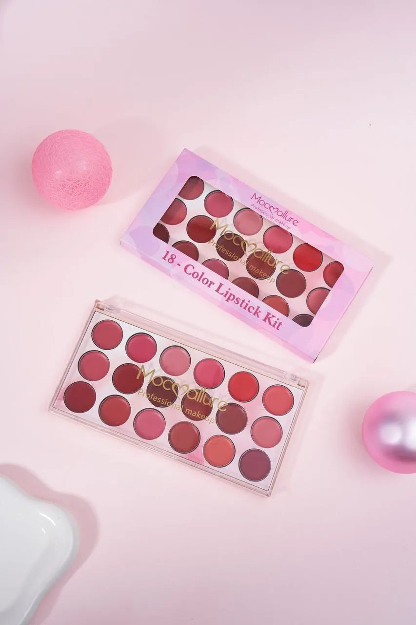 Matte Finish Lipstick Collection | 18 Pcs Creamy Long-Lasting Lipsticks in Pink, Red & Nude