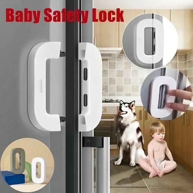 Fridge Child Safety Lock with Keys – Durable Plastic Baby Proof Refrigerator Lock