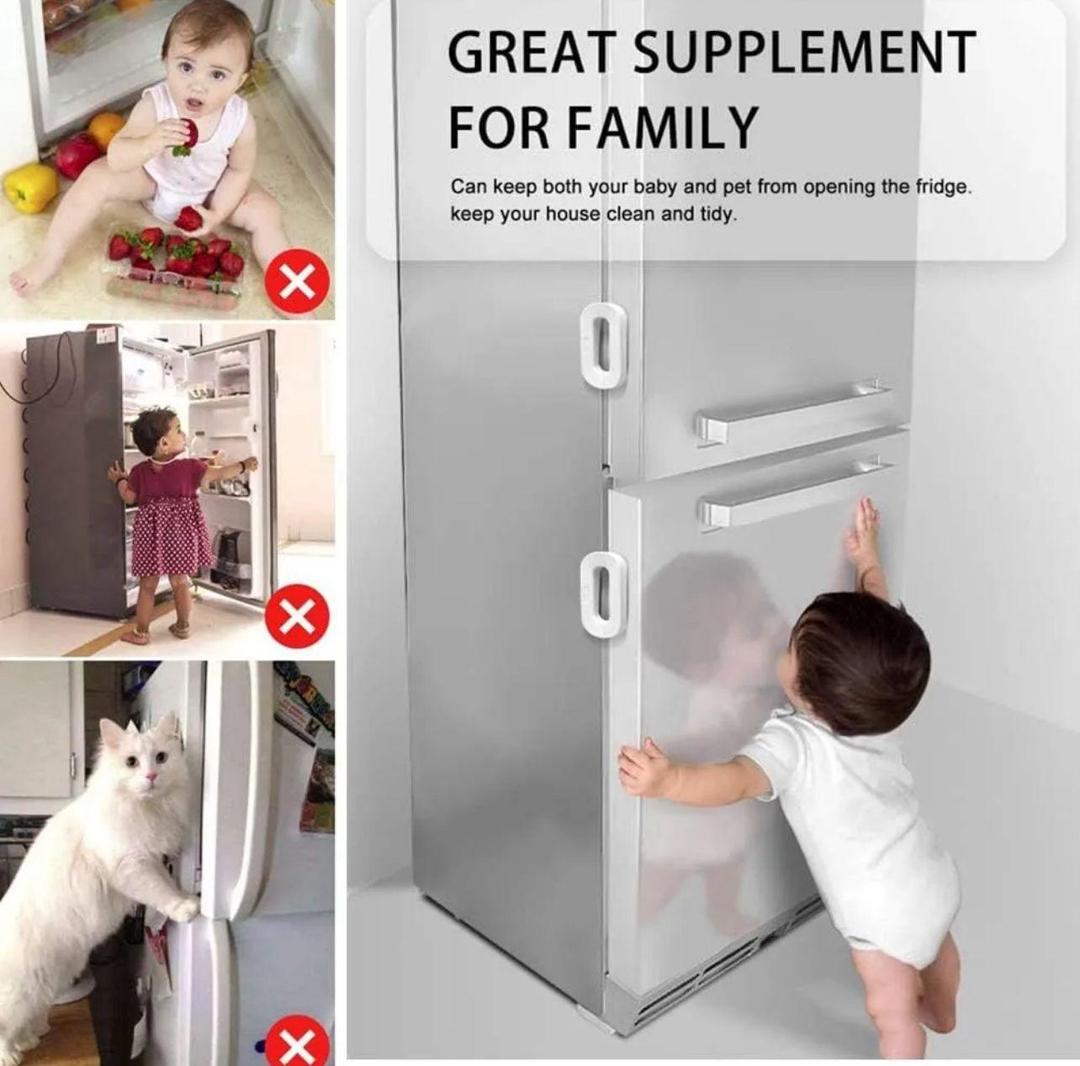 Fridge Child Safety Lock with Keys – Durable Plastic Baby Proof Refrigerator Lock