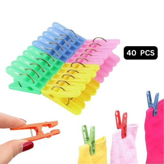 40 Pcs Durable Cloth Hanging Clips – Multi-Functional Hanger Holders for Organized Living, Multicolor