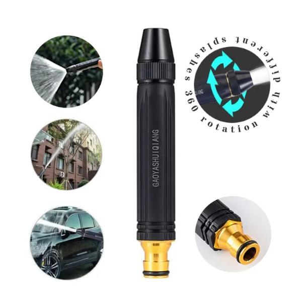 High-Pressure Water Nozzle – 1 Pc Durable ABS Plastic Spray Nozzle for Cleaning & Gardening, Black