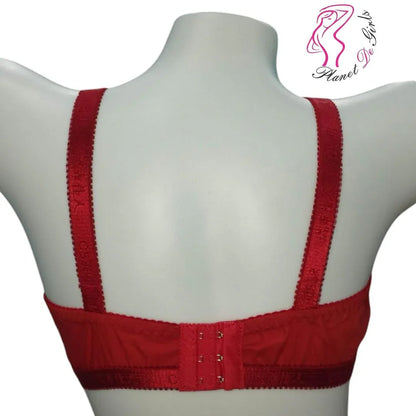 JS JUNOON Cotton Chikan Embroidered Comfortable & Lightweight Non-Padded Bra – Red - JSJunoon.com