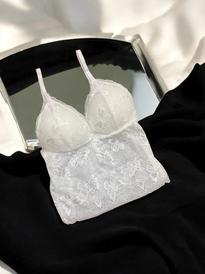 JS JUNOON Jacquard Lace Work Plunge Bra – Comfortable & Lightweight, White, Padded, Cup D - JSJunoon.com