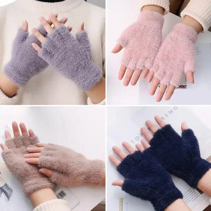 2 Pcs Wool Plain Fingerless Gloves for Women – Winter Warmth & Elegant Design - JSJunoon.com