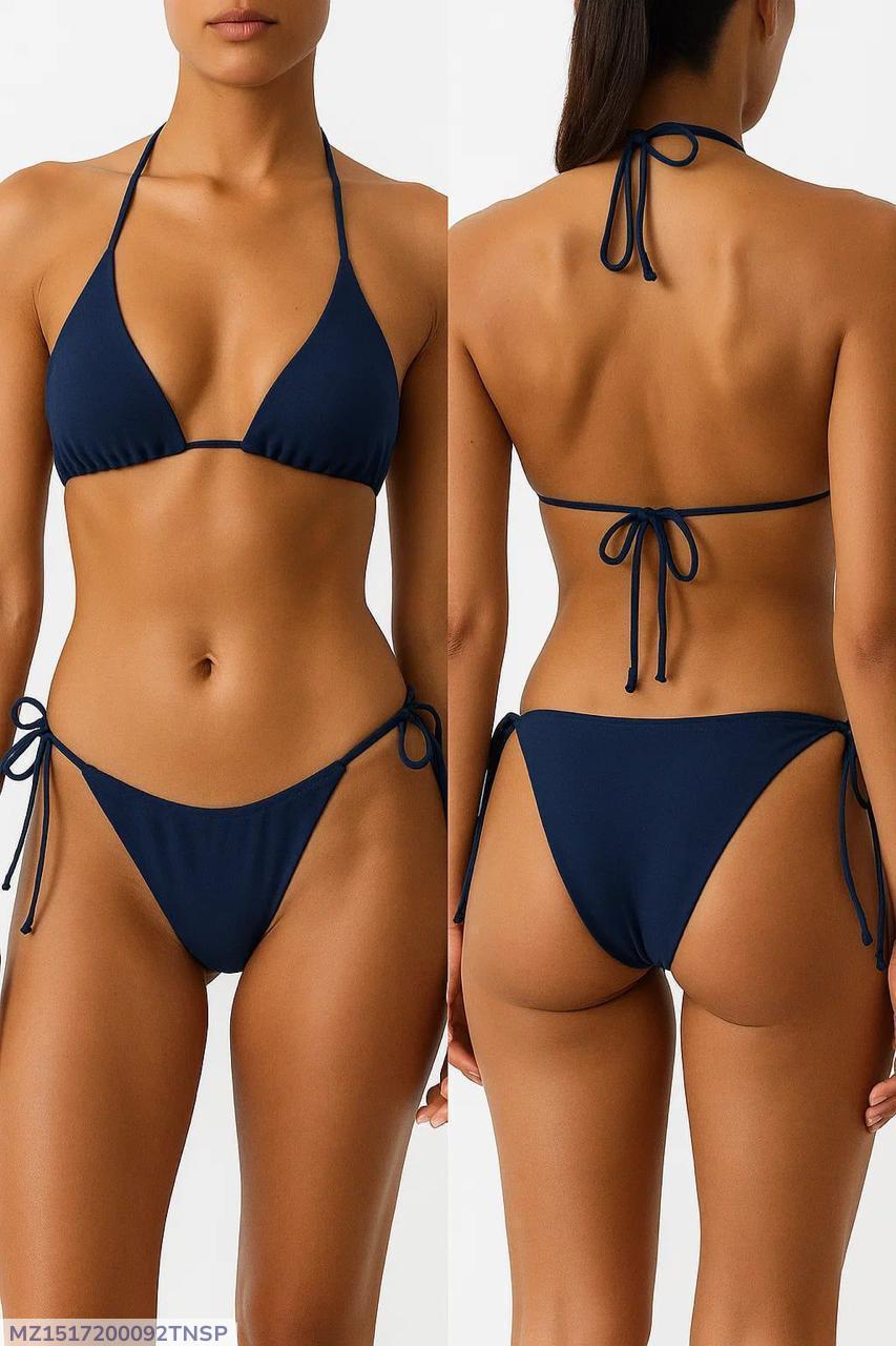 JS JUNOON Lycra Plain Comfortable & Breathable Bikini Set – Blue, Free Size
