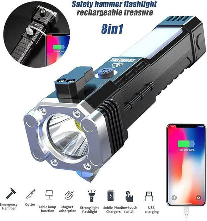 Black LED Rechargeable Torch – Compact, Portable & Long-Lasting Flashlight for Home and Outdoor Use - JSJunoon.com