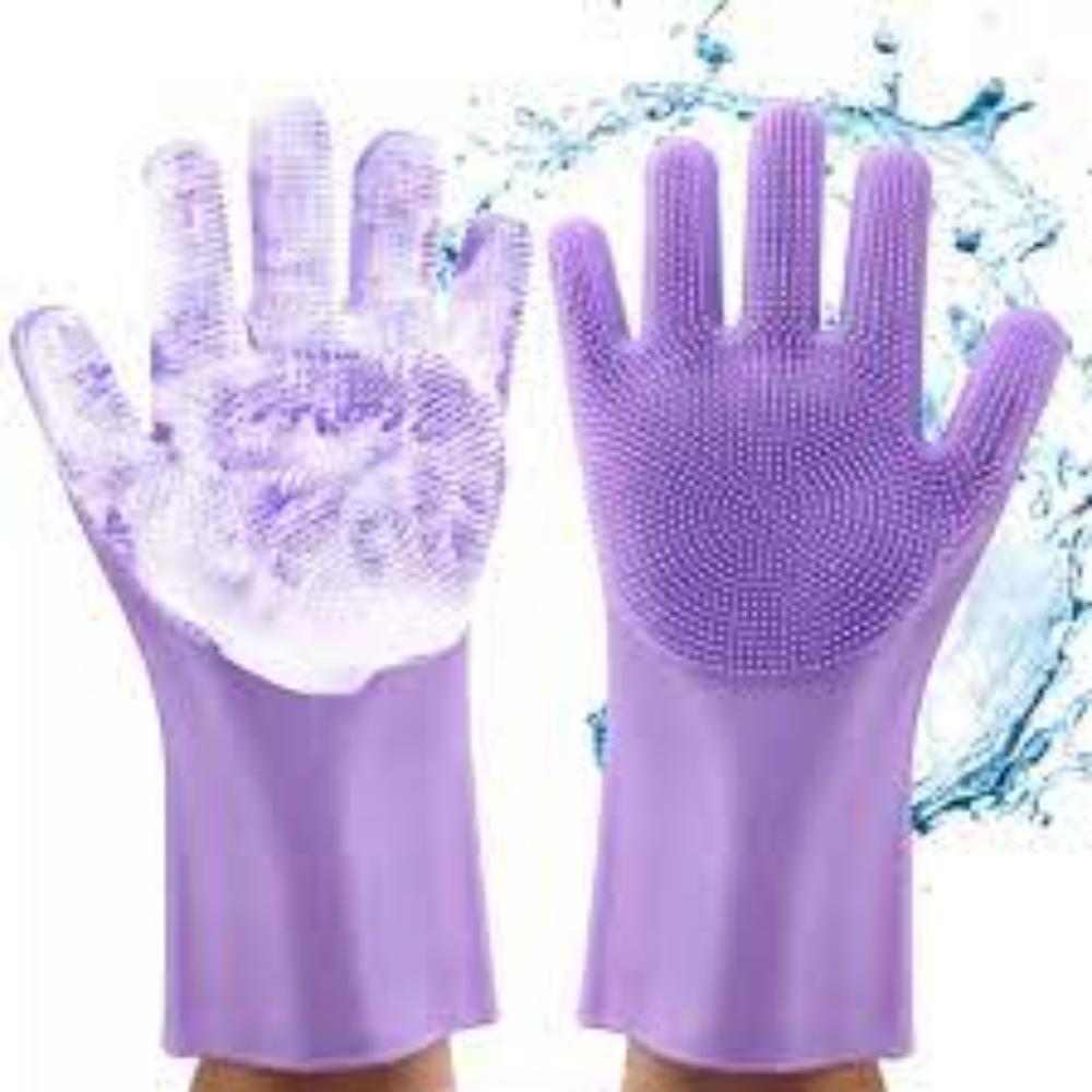 Multifunctional Rubber Dish Washing Gloves – Textured Scrubbing Gloves for Kitchen & Home Cleaning