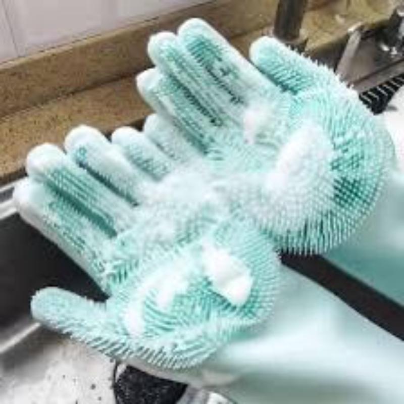Multifunctional Rubber Dish Washing Gloves – Textured Scrubbing Gloves for Kitchen & Home Cleaning