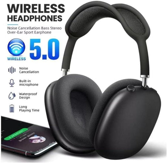 Black Wireless Headphone | Comfortable Over-Ear Design | Durable ABS Build