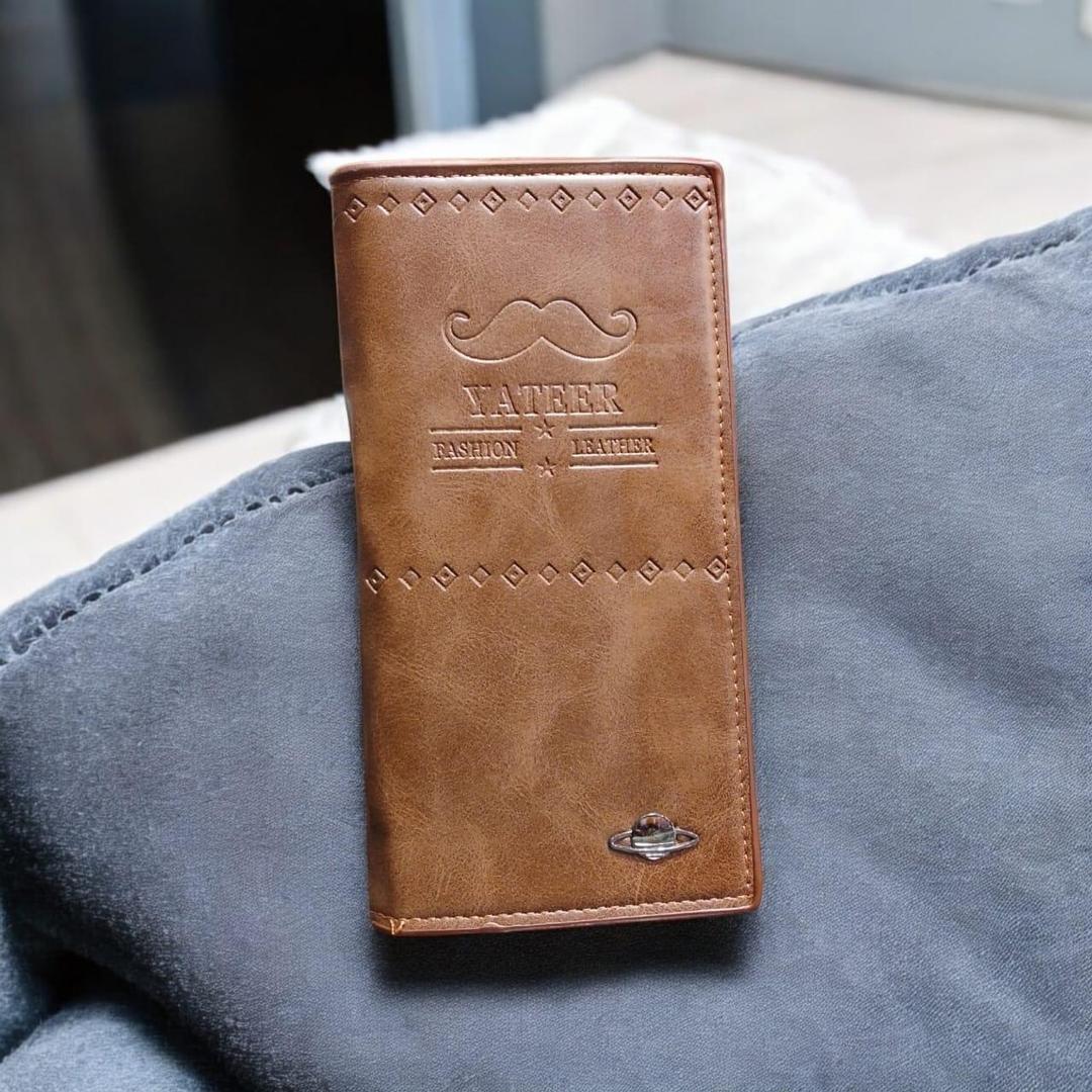 JS JUNOON Men's Brown Leather Bi-Fold Wallet – Slim, Stylish & Pocket-Friendly, 1 Pc