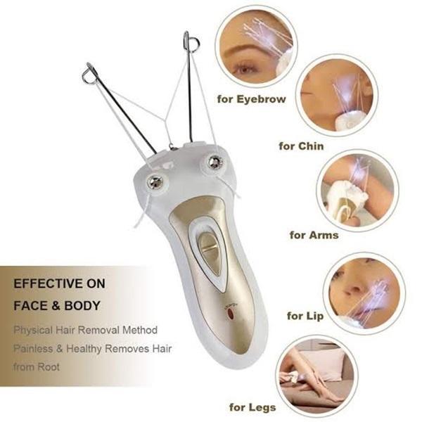 Painless Hair Removal Face & Body Threading Tool – Quick & Gentle Hair Remover for Smooth Skin, Suitable for Sensitive Skin, 1 Pc (White)