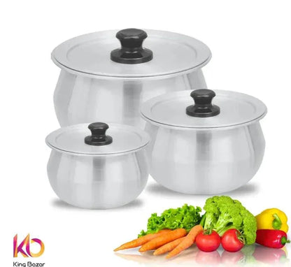 KingCook Aluminium Baby Suprey Milk Pot Set – 3 Pcs Cooking Pots for Daily Kitchen Use - JSJunoon.com