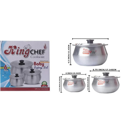 KingCook Aluminium Baby Suprey Milk Pot Set – 3 Pcs Cooking Pots for Daily Kitchen Use - JSJunoon.com