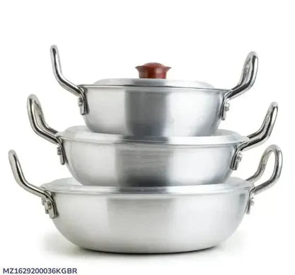 Aluminium Baby Wok with Lid Set – Small Size Karahi Cooking Pots Pack of 3 Pc - JSJunoon.com