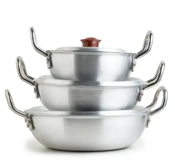 Aluminium Baby Wok with Lid Set – Small Size Karahi Cooking Pots Pack of 3 Pc