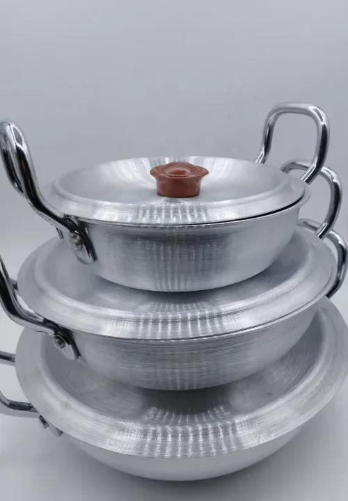 Aluminium Baby Wok with Lid Set – Small Size Karahi Cooking Pots Pack of 3 Pc