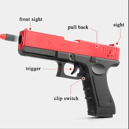 Kid's Plastic Toy Gun with 8 Soft Bullets – Multicolor (2 Pcs Set) - JSJunoon.com