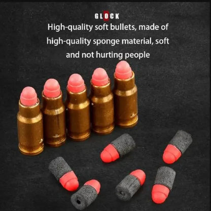 Kid's Plastic Toy Gun with 8 Soft Bullets – Multicolor (2 Pcs Set) - JSJunoon.com