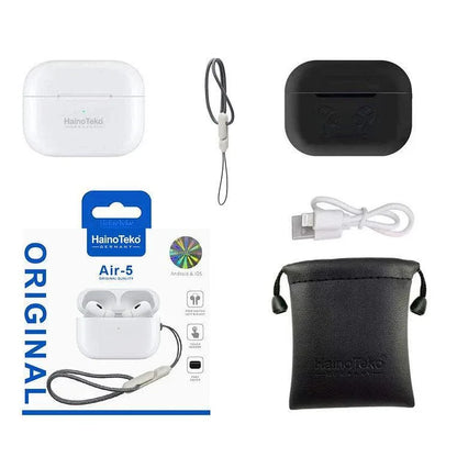 Haino Teko Air-5 White Wireless Airpods Bluetooth 5.3 | Active Noise Cancellation | Long Battery - JSJunoon.com