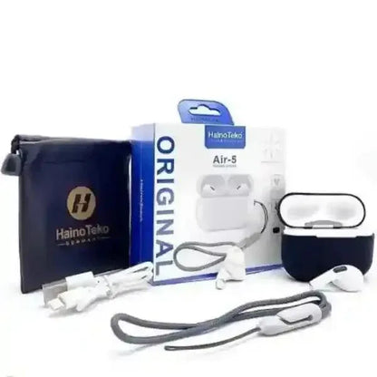 Haino Teko Air-5 White Wireless Airpods Bluetooth 5.3 | Active Noise Cancellation | Long Battery - JSJunoon.com