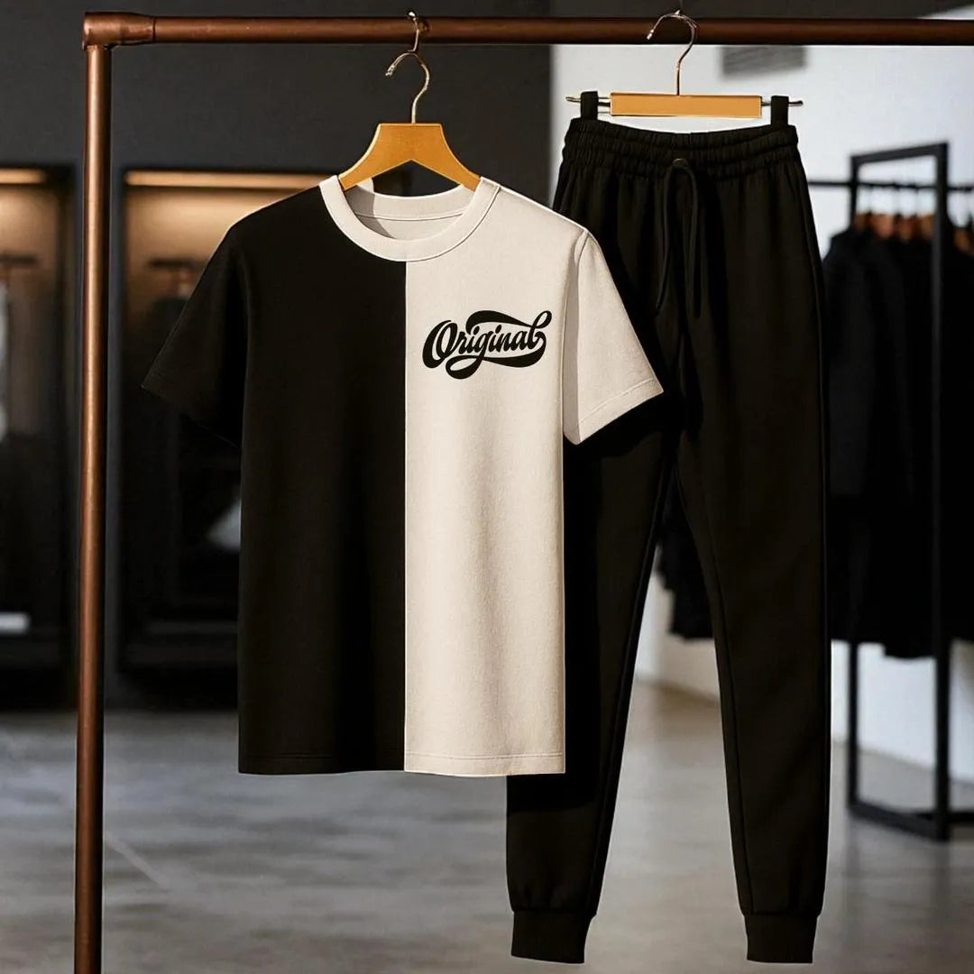 JS Junoon 2 Pcs Men's Jersey Printed Track Suit – Comfortable Round Neck Shirt & Trouser Set