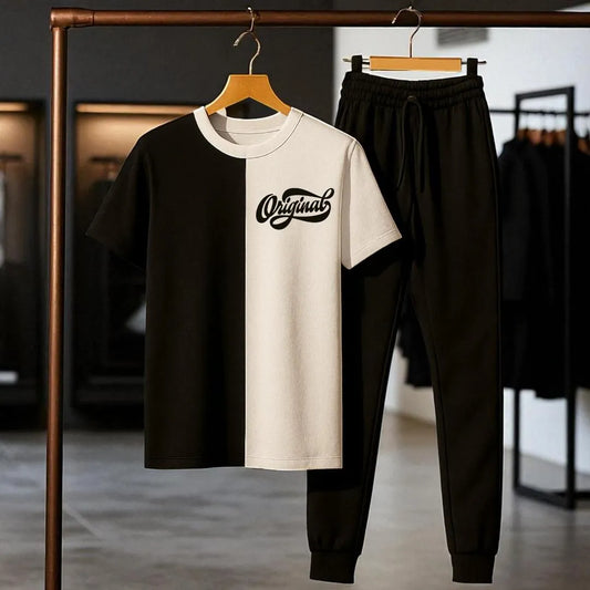 JS Junoon 2 Pcs Men's Jersey Printed Track Suit – Comfortable Round Neck Shirt & Trouser Set