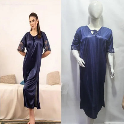 Women’s Comfortable Jersey Nightwear – Lightweight Plain Blue Sleepwear (1 Pc, Free Size) - JSJunoon.com