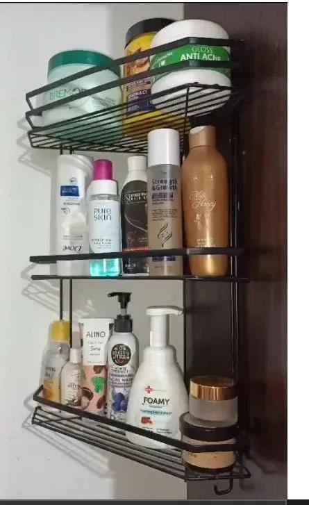 Corner 3-Tier Metal Organizer Shelf – Rust-Resistant Black Storage Rack - JSJunoon.com