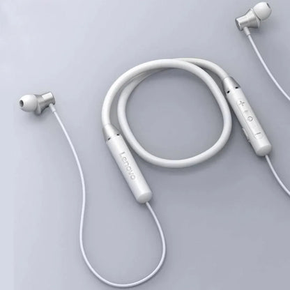 Lenovo HE05X Wireless Bluetooth 5.0 Neckband Earphones | Magnetic Sports Headset | Super Bass – White - JSJunoon.com