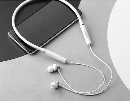 Lenovo HE05X Wireless Bluetooth 5.0 Neckband Earphones | Magnetic Sports Headset | Super Bass – White - JSJunoon.com
