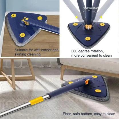 360° Rotating Floor Cleaning Mop – Durable ABS Plastic Handle (Blue) - JSJunoon.com