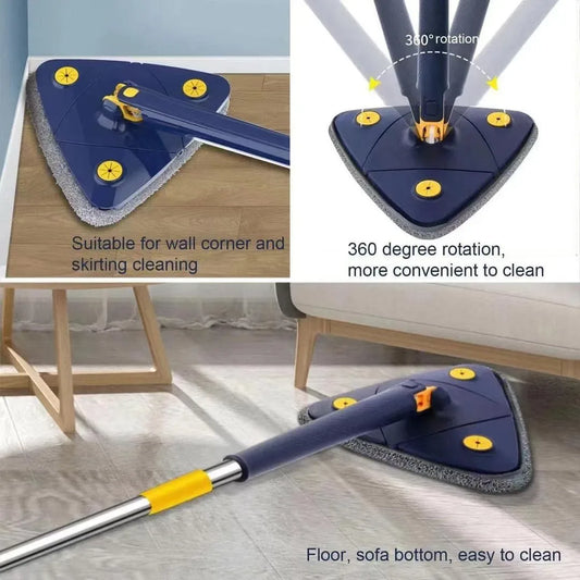 360° Rotating Floor Cleaning Mop – Durable ABS Plastic Handle (Blue) - JSJunoon.com