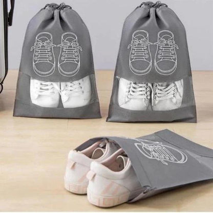 10-Pack Travel Shoe Storage Bags – Grey Non-Woven Organizer - JSJunoon.com