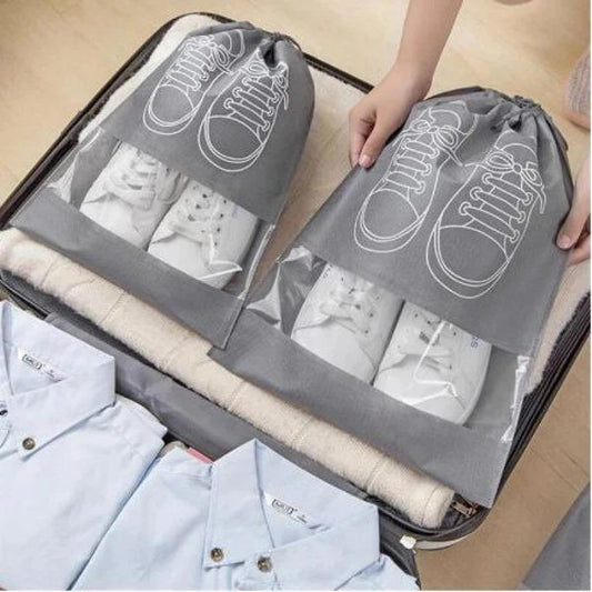 10-Pack Travel Shoe Storage Bags – Grey Non-Woven Organizer - JSJunoon.com