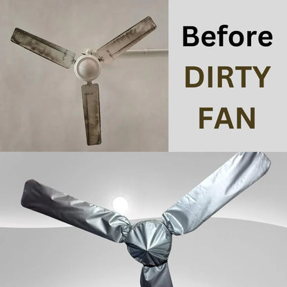 Premium Parachute Ceiling Fan Cover Set of 2 – Plain Silver Dust-Proof Fan Protectors - JSJunoon.com