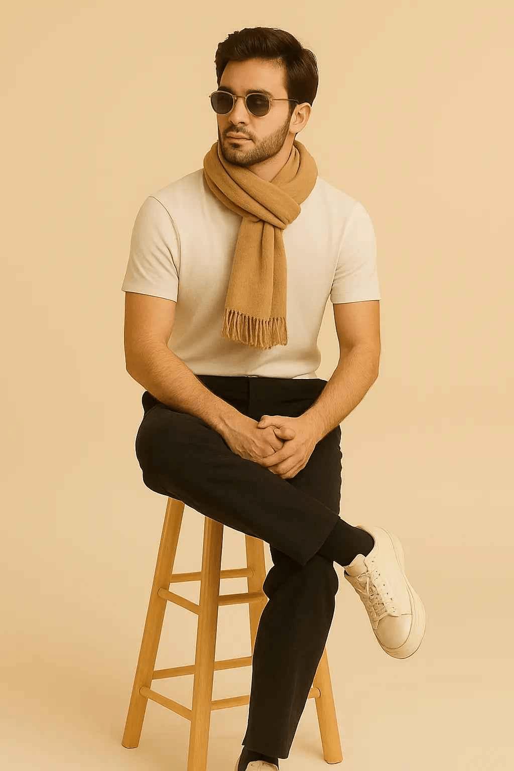 Noir Elegance Men’s Relaxed-Fit Cotton Trousers – Black, Comfortable Plain Pants for Work, Casual & Everyday Wear