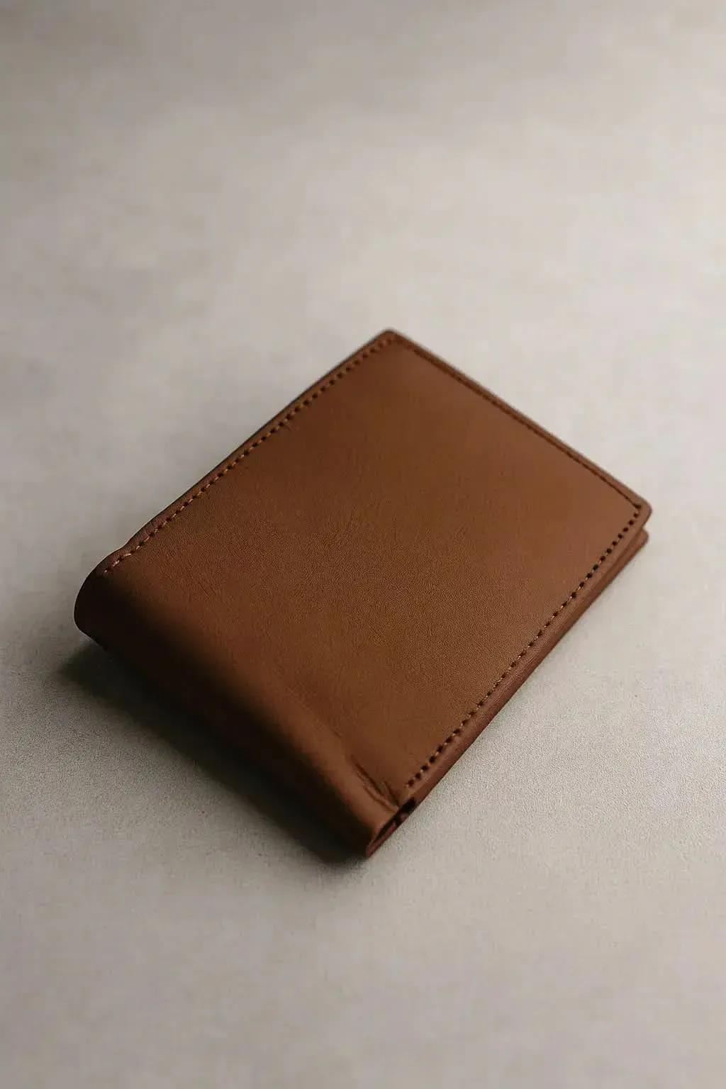 JS JUNOON Minimalist RFID Leather Bi-Fold Wallet – Slim, Secure & Stylish, 1 Pc, Brown/Black