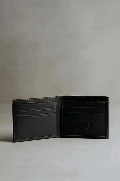 JS JUNOON Minimalist RFID Leather Bi-Fold Wallet – Slim, Secure & Stylish, 1 Pc, Brown/Black - JSJunoon.com