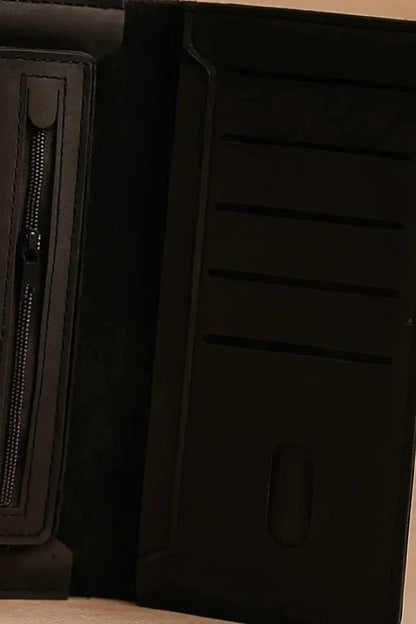 JS JUNOON Minimalist Jet Black Leather Card & Passport Holder – Slim, Pocket-Friendly Unisex Wallet, 1 Pc - JSJunoon.com