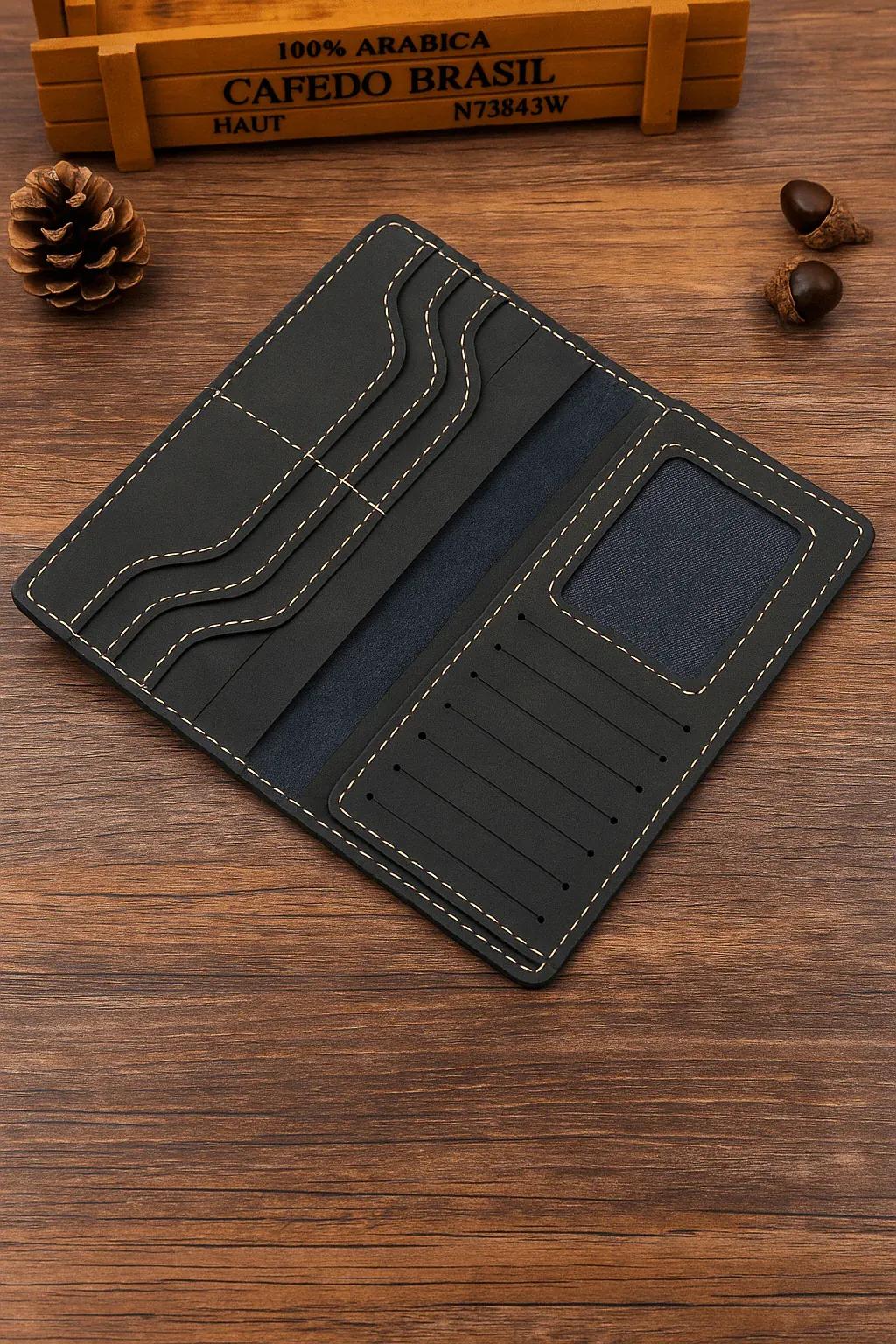 JS JUNOON Rustic Dark Brown Leather Card & Passport Holder – Slim, Pocket-Friendly & Stylish Unisex Wallet, 1 Pc