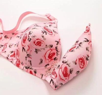 JS JUNOON Cotton Printed Comfortable & Breathable Padded Bra – Pink - JSJunoon.com