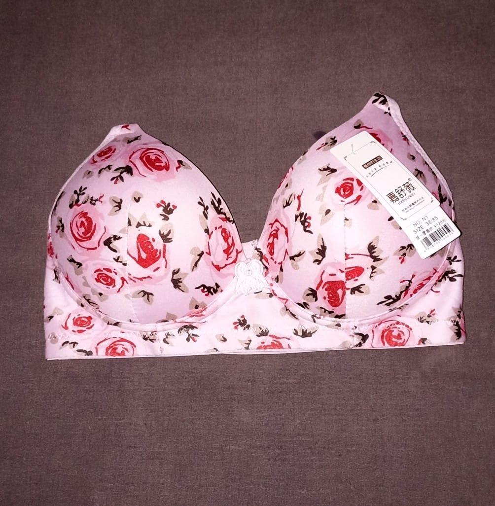 JS JUNOON Cotton Printed Comfortable & Breathable Padded Bra – Pink