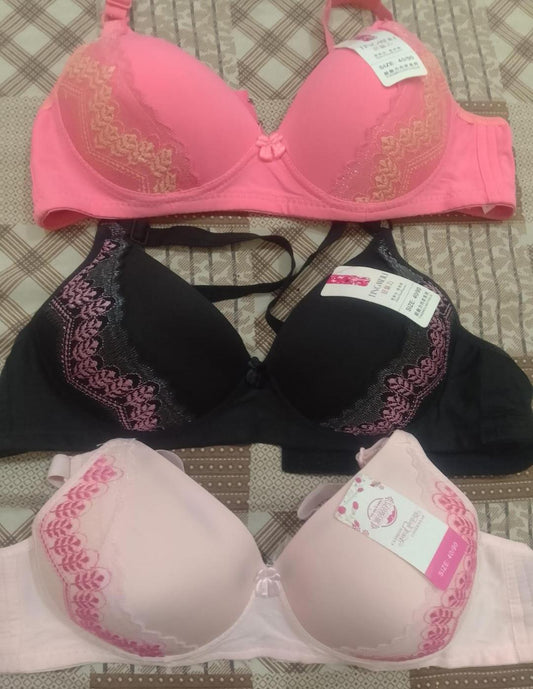 JS JUNOON Silk Embroidered Multi-Line Fancy Padded Bra – Comfortable & Stylish Lingerie