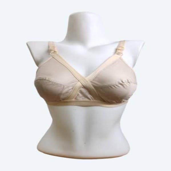JS JUNOON Cotton Cross Style Non-Padded Plus Size Bra – Comfortable & Lightweight, Beige