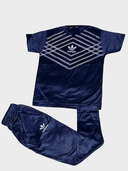 JS Junoon 2 Pcs Men’s Micro Interlock Printed Track Suit – Blue, Round Neck Shirt & Trouser - JSJunoon.com
