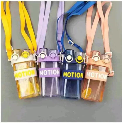 500ml Kids Dual Straw Water Bottle with Strap – Crossbody Portable Travel Bottle | Plastic, Leak-Proof, Multicolor - JSJunoon.com
