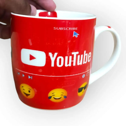JS Junoon YouTube Printed Tea Cup – Premium Ceramic Mug for Tea & Coffee - JSJunoon.com