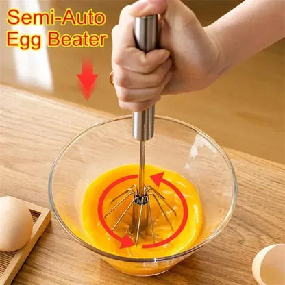 Stainless Steel Hand Mixer – Semi-Automatic Egg Beater - JSJunoon.com