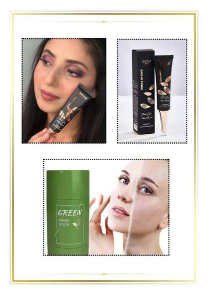 Skin Care Bundle – Green Tea Cleansing Mask & Primer, Perfect Coverage & Pore Care - JSJunoon.com